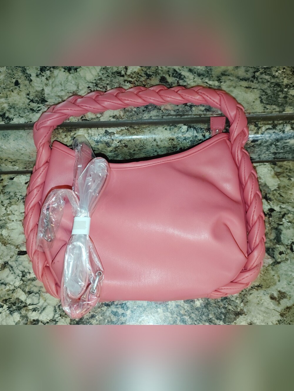 Stylish Pink Braided-Handle Shoulder Bag 🛍️ New - Picture 2 of 6